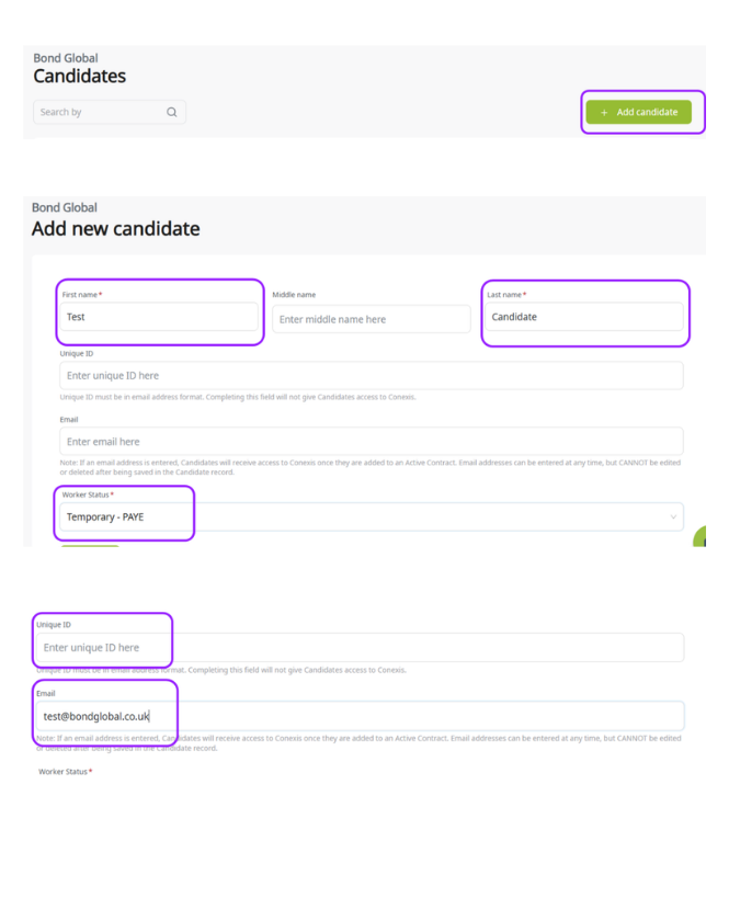 creating candidates